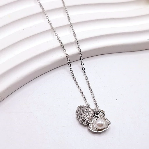 گردنبند صدف مرواریدی فول نگین استیل