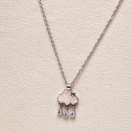 گردنبند ابر بارانی نگین دار استیل